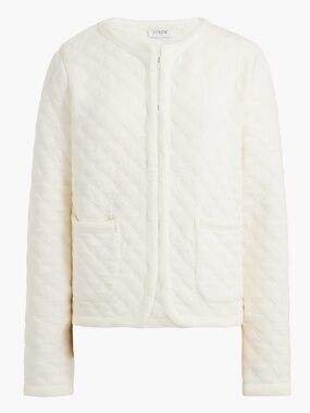 J Crew Factory Quilted Jacket Ivory Medium